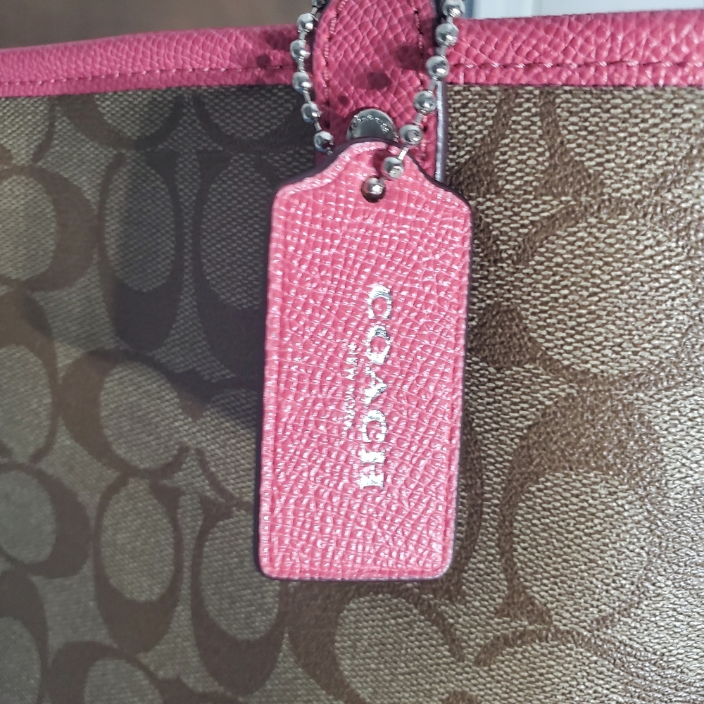 Coach Brown and Pink Signature Tote - Picture 6 of 11